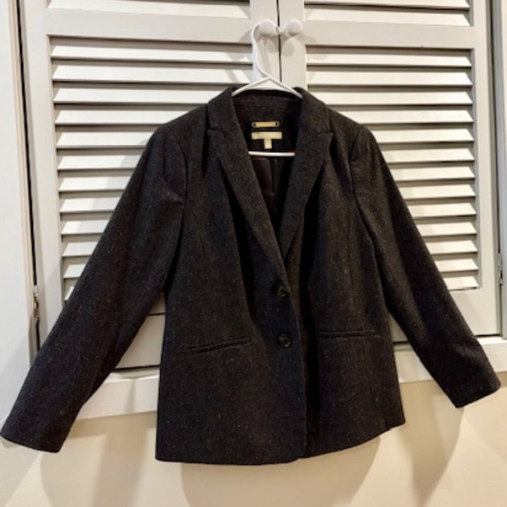 Women's Wool Heringbone Blazer from Talbots in Chocolate Brown, Size 6P